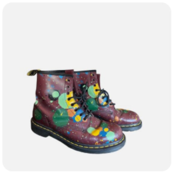Dr. Martens Shoes - Dr. Martens Brown Dark Cherry Red Splatter "Paint" Pascal 1460 EUC 10 11 43